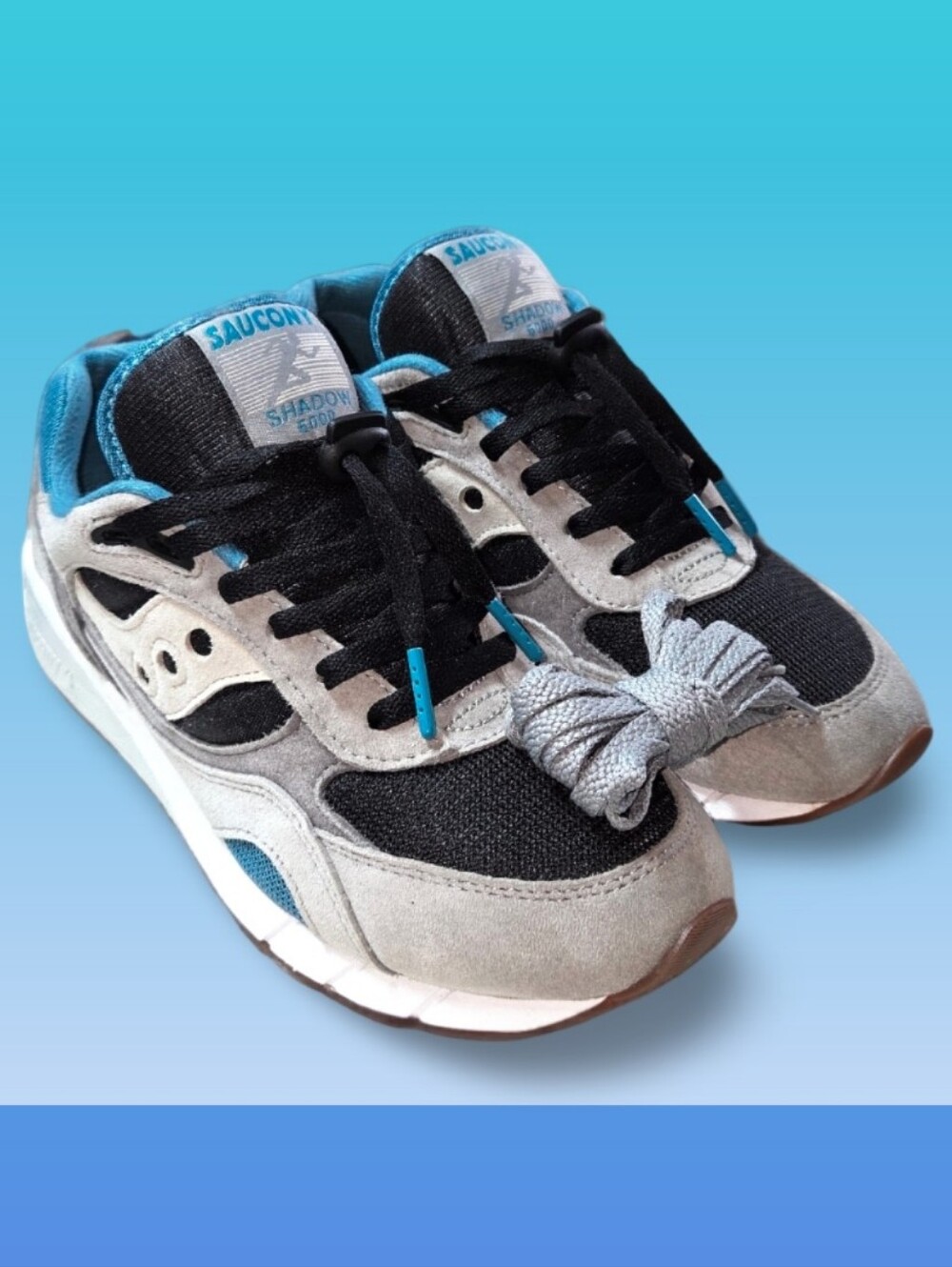 Saucony Shadow 6000 Grey Blue Black Sneakers Mens 9